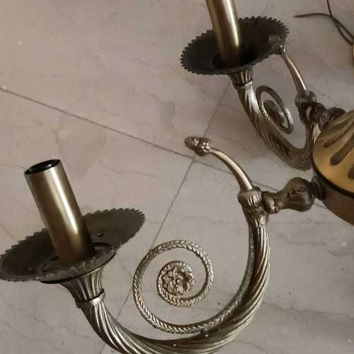 Solid brass 5-light neoclassical chandelier like new