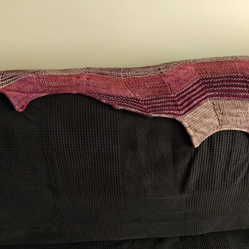 Handmade shawl new, 100% merino wool, gray-purple