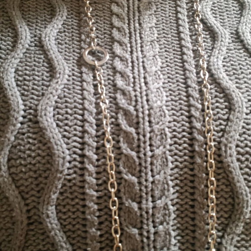 Fashion Jewelry Necklace new, long, silver tone with subtle detail
