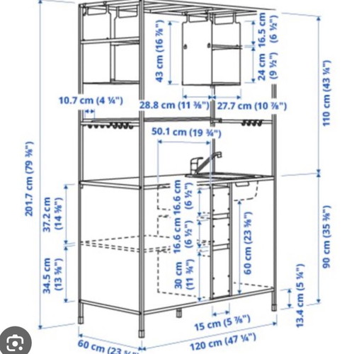 Ikea Aspinge kitchen new with sink and metal construction