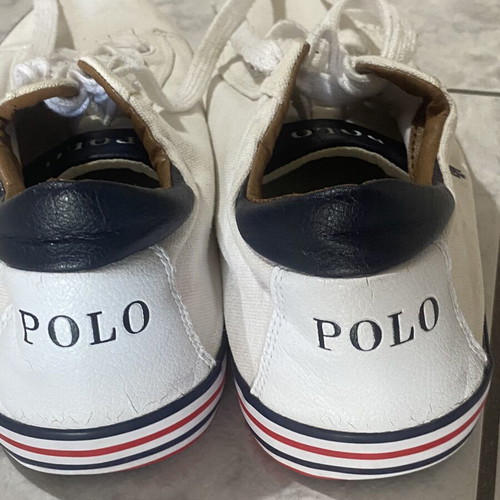 Polo Ralph Lauren men's sneakers used, white with blue logo, size 45