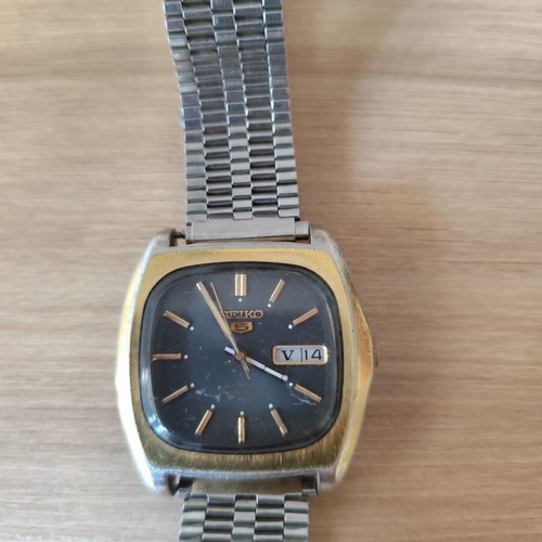 Seiko Baby Monaco 7019-5000 watch used, black and gold tone