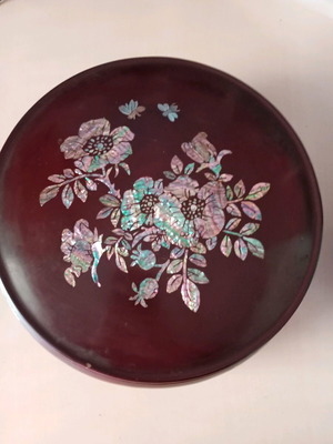 Large wooden round storage box 26 cm like new
