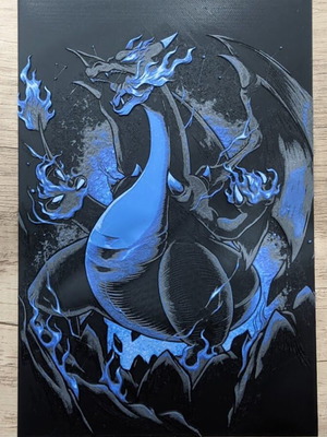 Mega Charizard X wall art custom made from PLA with base
