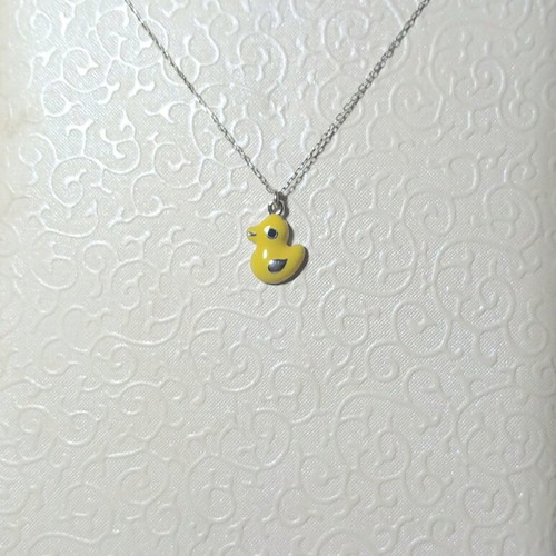 Silver children's duck necklace