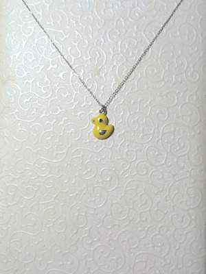 Silver children's duck necklace
