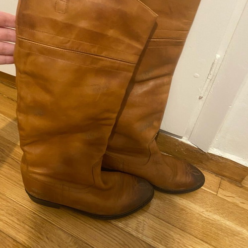 Leather cowboy boots brown size 38 like new