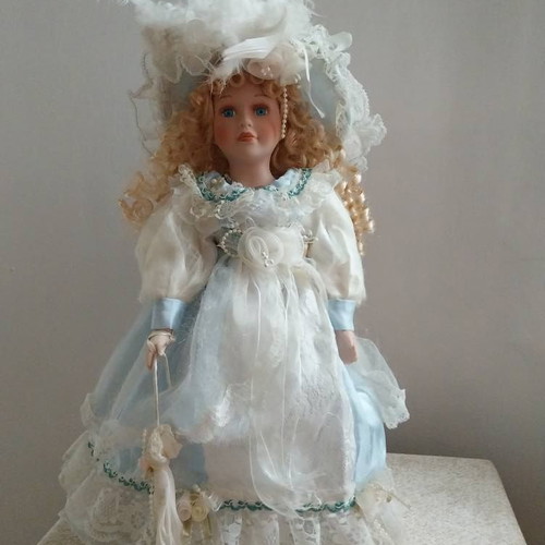 Vintage doll like new with organza and lace dress