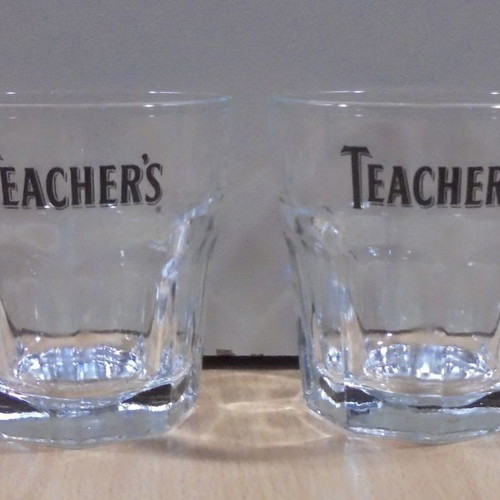 Teacher's scotch whisky promotional set of 2 glasses used