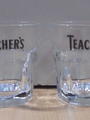 Teacher's scotch whisky promotional set of 2 glasses used