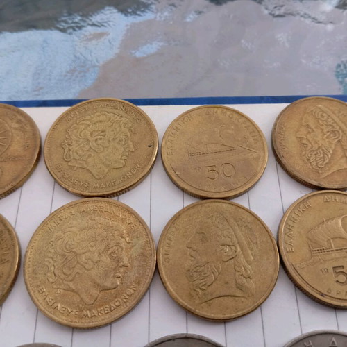Pack of used Greek and foreign coins