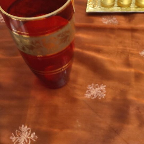 Ruby Glass Vase with Gold Ornament by Jan Gabrhel like new, 1960s