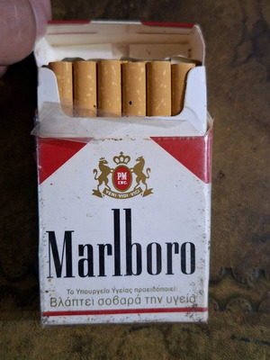Marlboro cigarette pack used, old, full