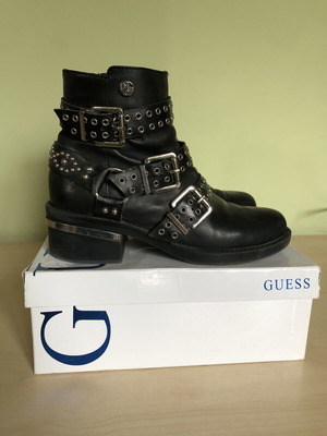 Guess women's leather boots like new, size 39, black and silver