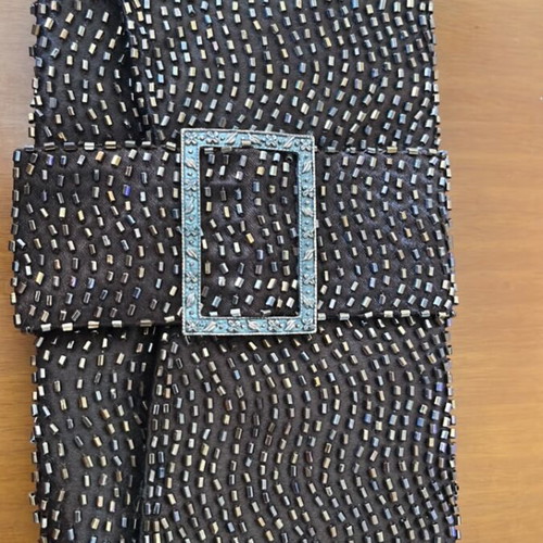 Brown evening clutch bag new, no chain, beaded