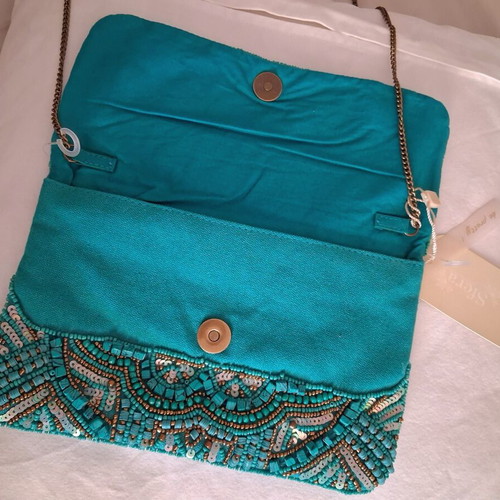 Sfera turquoise vintage crossbody bag with beads new