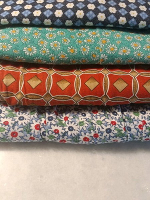 Vintage cotton jersey dresses used, pack of 5, floral and geometric patterns