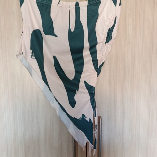 Shein Strapless Asymmetric Blouse S used, white and dark green