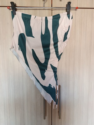 Shein Strapless Asymmetric Blouse S used, white and dark green