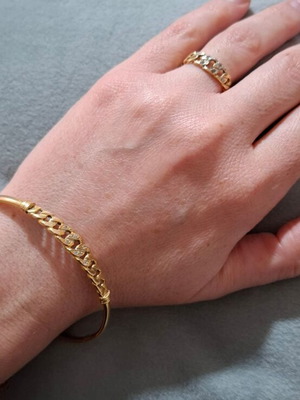 Σετ χειροπέδα και δαχτυλίδι χρυσό 14Κ σαν καινούργιο