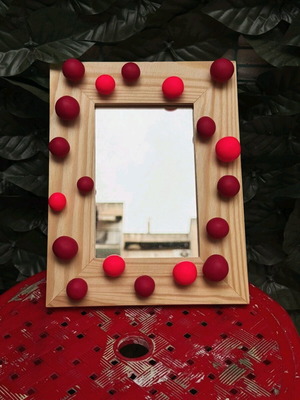 Wooden mirror handmade small, new