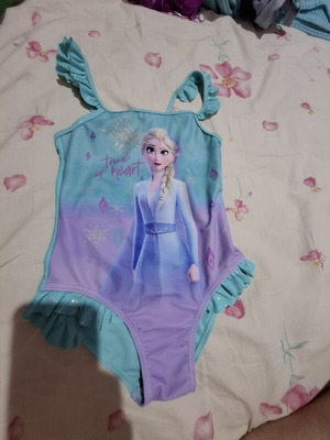 Frozen Elsa one-piece swimsuit like new, turquoise, ages 7-8