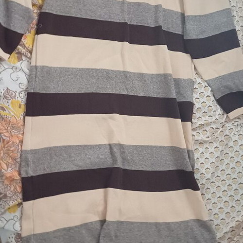 Long winter dress with stripes