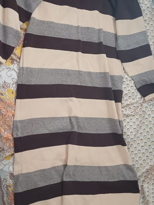 Long winter dress with stripes