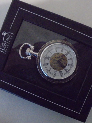 Elegant mechanical pocket watch like new, men's, white