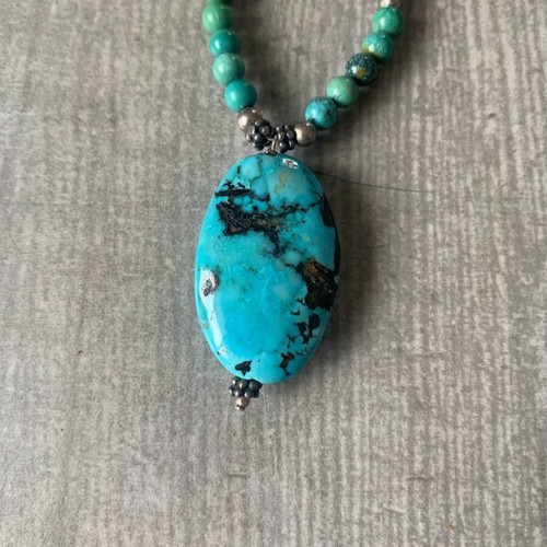 Boho handmade necklace with natural turquoise like new
