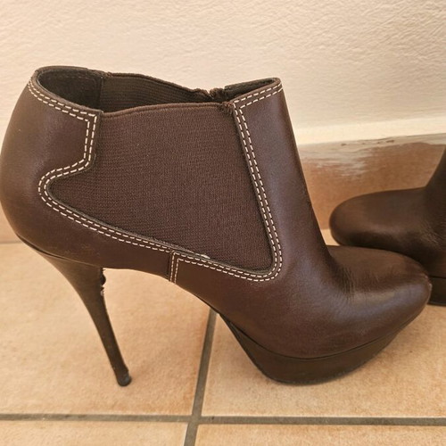 Dumond leather ankle boots used, stiletto heel, brown, size 37