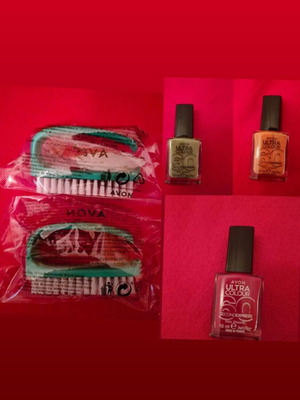 Nail polish and nail brushes new, set of 3+2