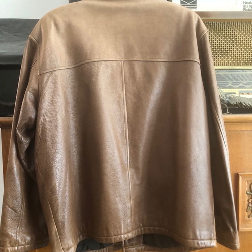 Trapper leather jacket coat new brown size 50 Italian
