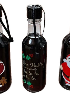Christmas ornaments plastic wine bottles new