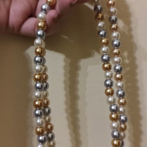 Necklaces with multicolored pearls new, set of two strands
