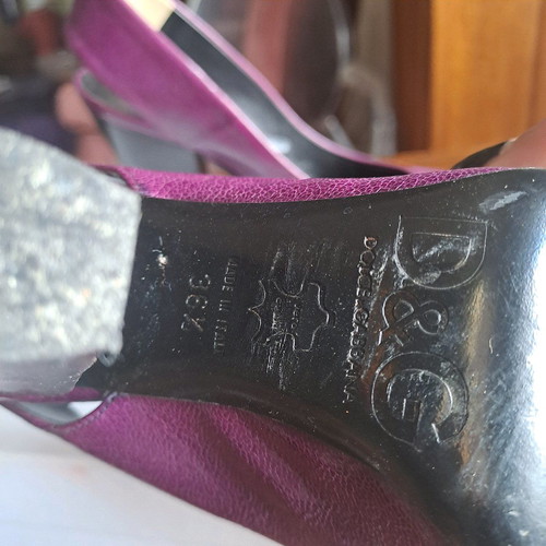 D&G slingback shoes used, leather, magenta purple, size 36.5