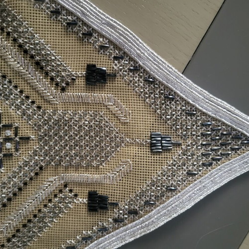 Handmade beaded table runner new 90x27 cm with cord