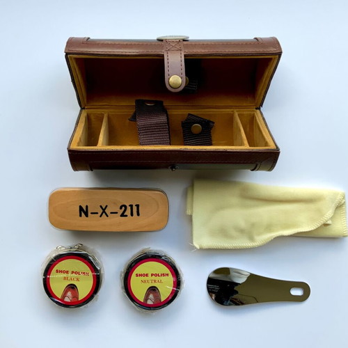 SPIRIT-OF-ST.LOUIS Travel Shoe Care Kit New Leatherette Case