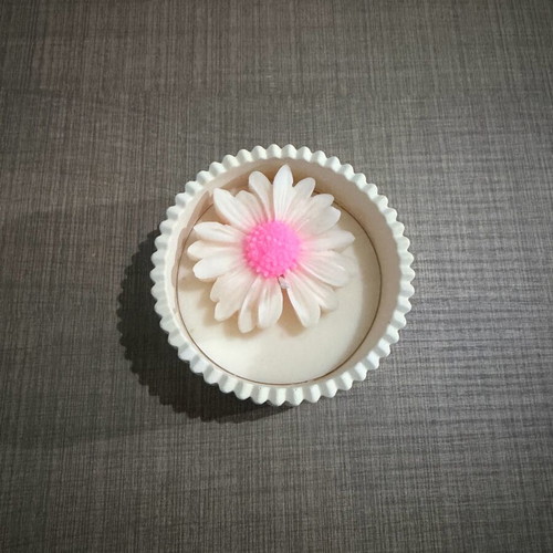 Handmade candle with flower in elegant white container new