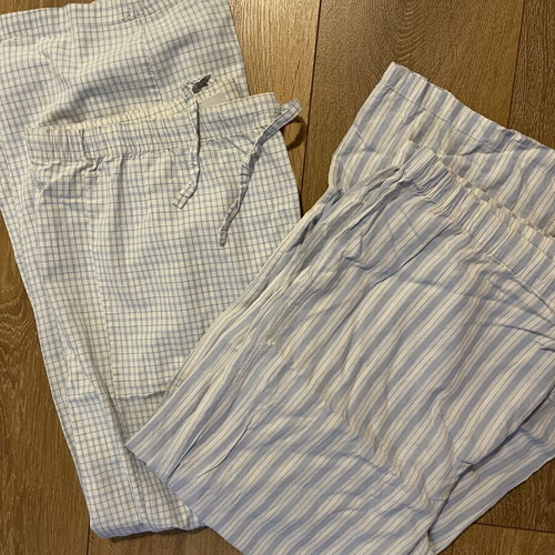 Men's Summer Pajama Pants Set like new, size large, white and blue