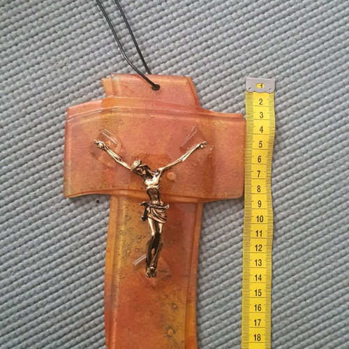 Glass hanging cross like new