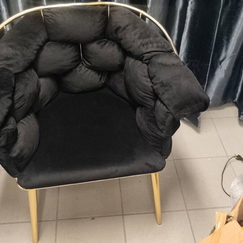 Black velvet sofa and two matching armchairs like new