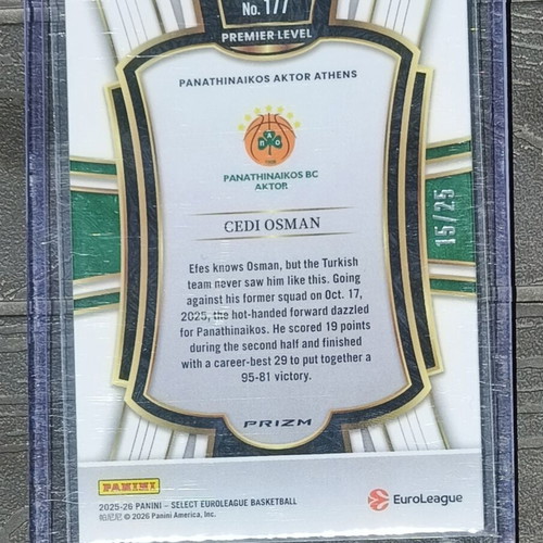 Cedi Osman Panathinaikos Pink Cracked Ice Premier 2025-26 Panini Select Euroleague