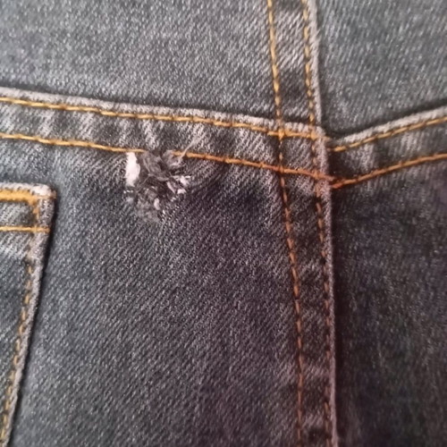 Jean elastic bell-bottom pants used, stonewashed blue black