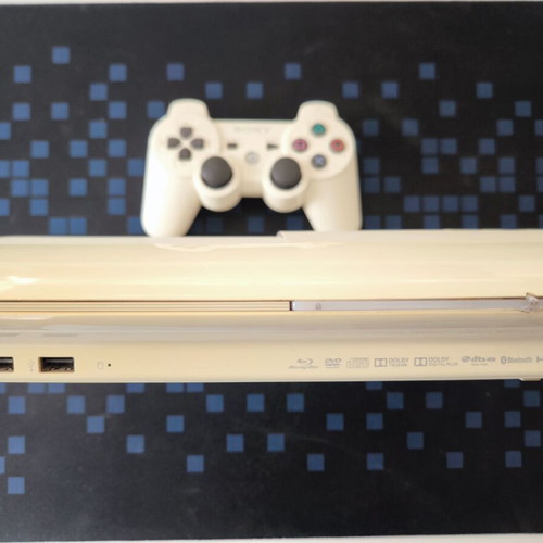 Sony PlayStation 3 Super Slim Classic White 500GB used with DualShock 3