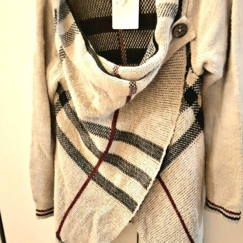 ASOS wool cardigan beige brown checked like new, size L 40 12uk, long sleeve