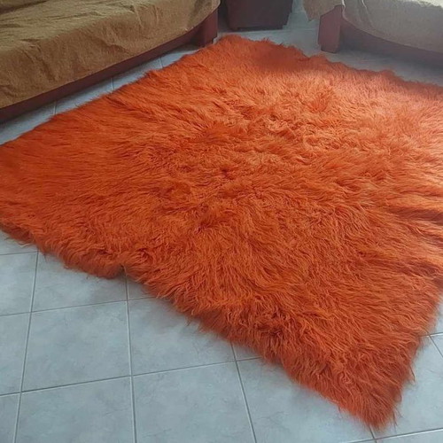 Handmade orange velentza rug new 2m x 2.15m