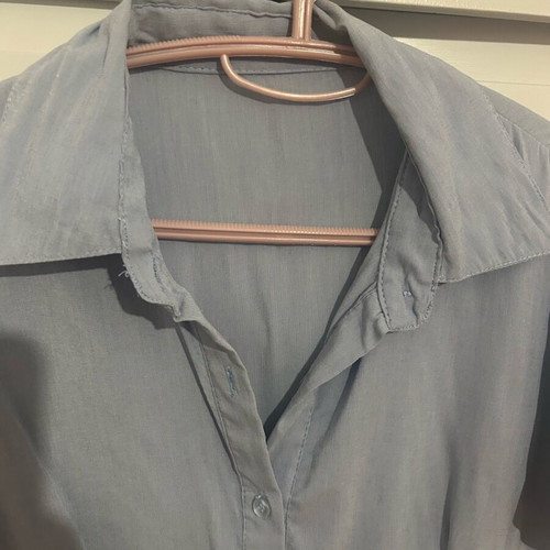 Blue shirt S/M used with soft collar and discolored armpits