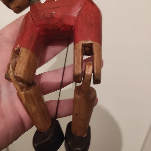 Pinocchio wooden handmade marionette 1970s like new, 30cm height