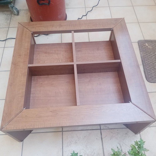 Living Room Coffee Table made of solid dark walnut wood with removable glass